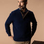 Walcott Merino Cashmere Cable Knit 1/4 Zip Sweater - Deep Navy