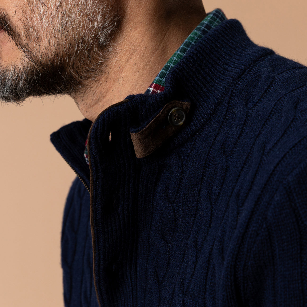Walcott Merino Cashmere Cable Knit 1/4 Zip Sweater - Deep Navy