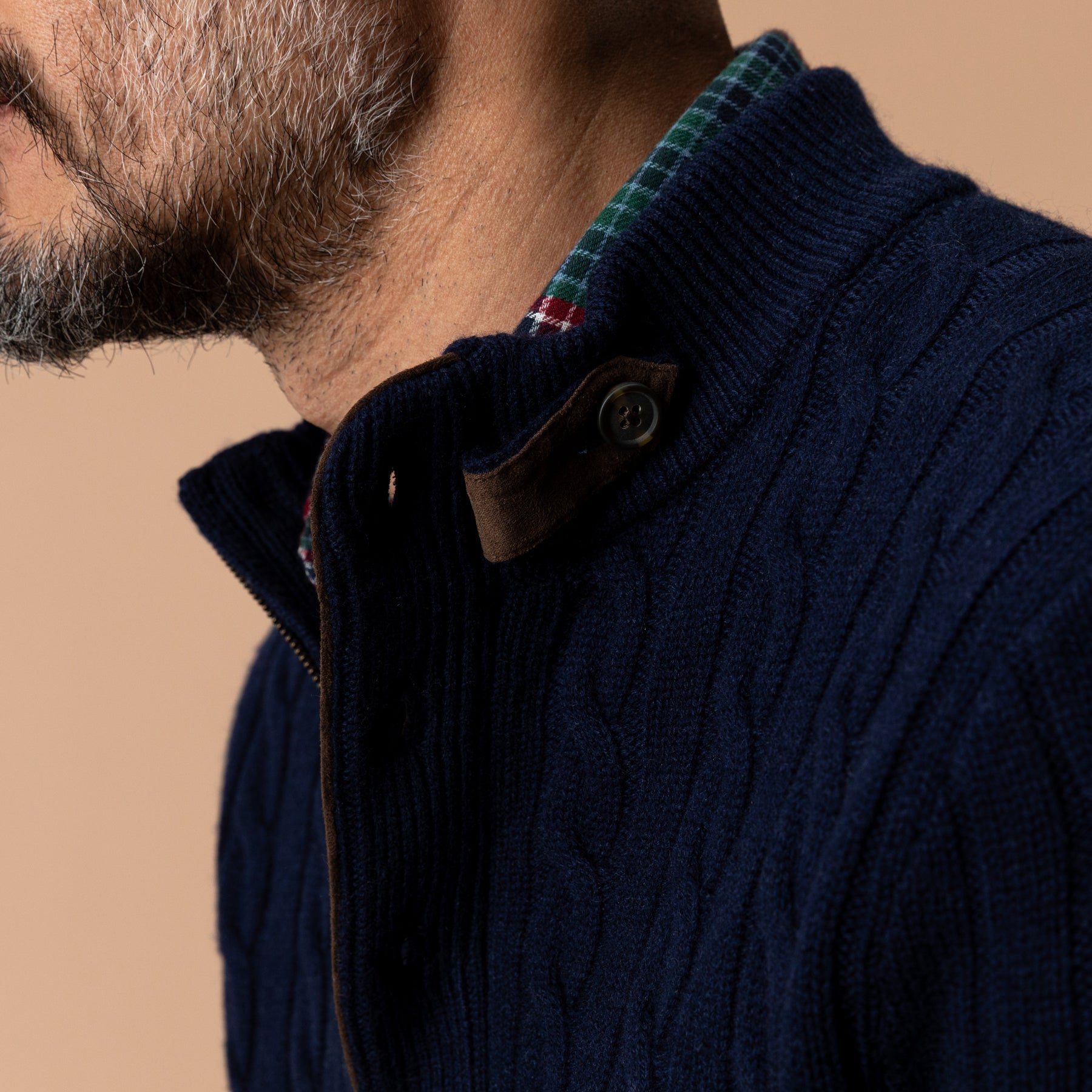 Walcott Merino Cashmere Cable Knit 1/4 Zip Sweater - Deep Navy