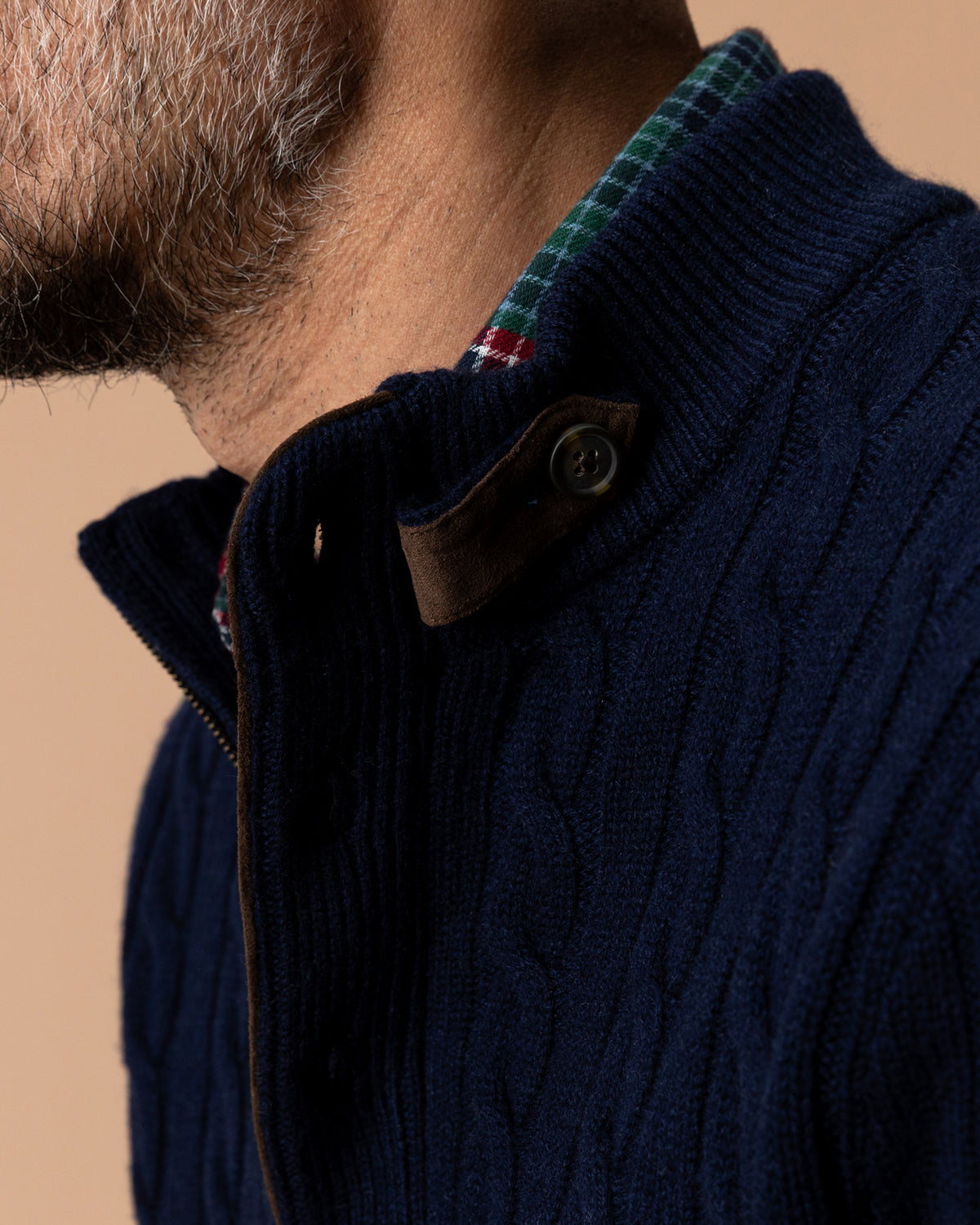 Walcott Merino Cashmere Cable Knit 1/4 Zip Sweater - Deep Navy