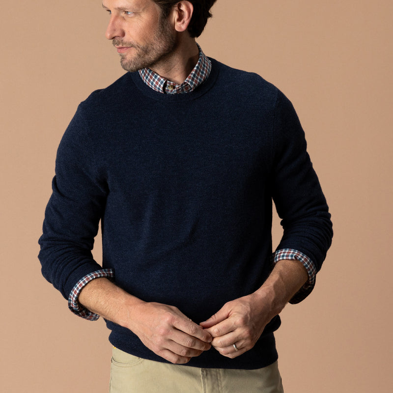 Henson Merino Crewneck Sweater - Navy Heather