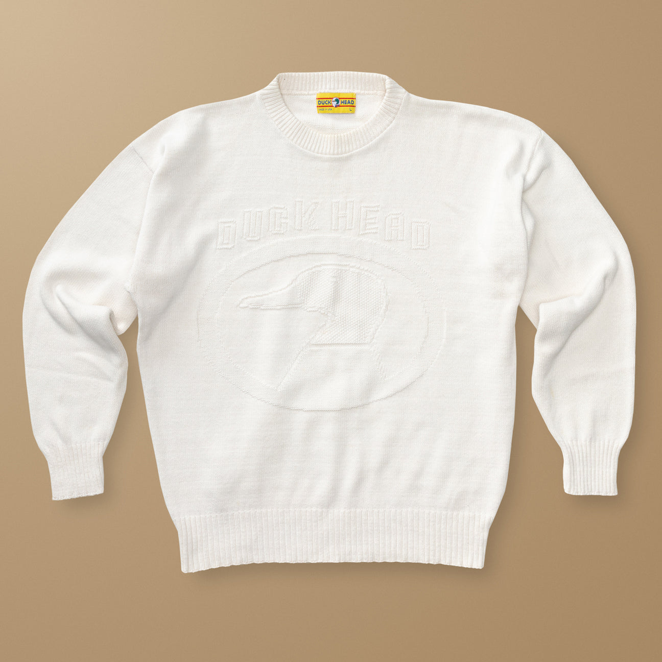 Duck Head Logo Intarsia Crewneck Sweater L - Duck Head Vintage