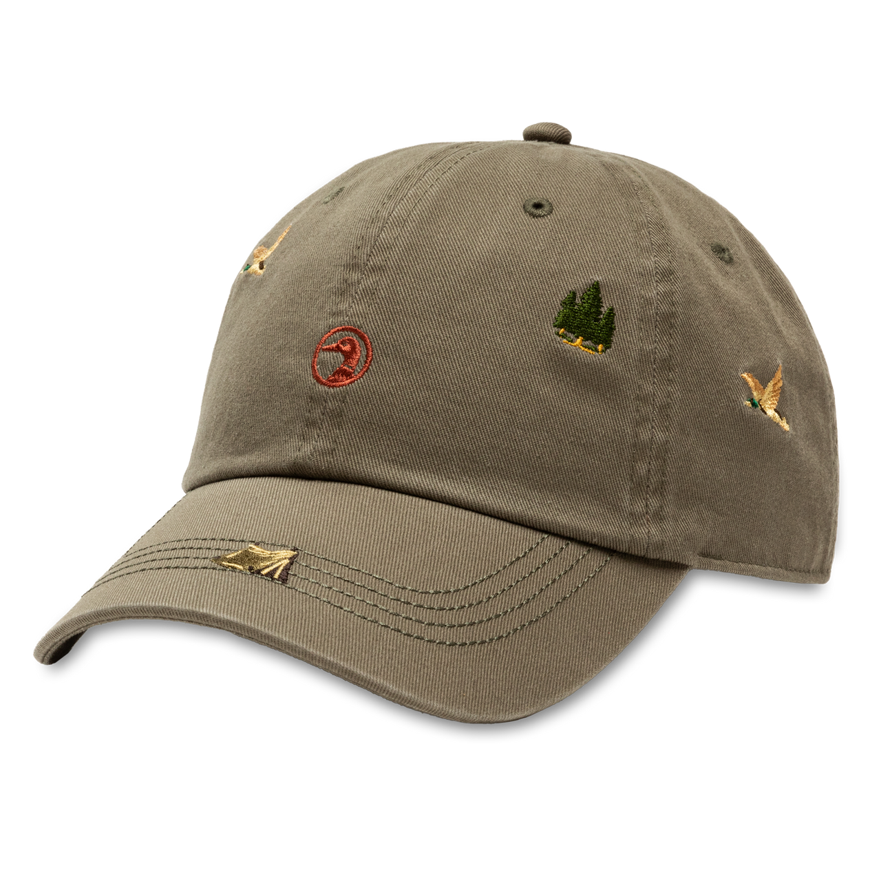 All Over Embroidery Twill Hat - Embroidered Olive