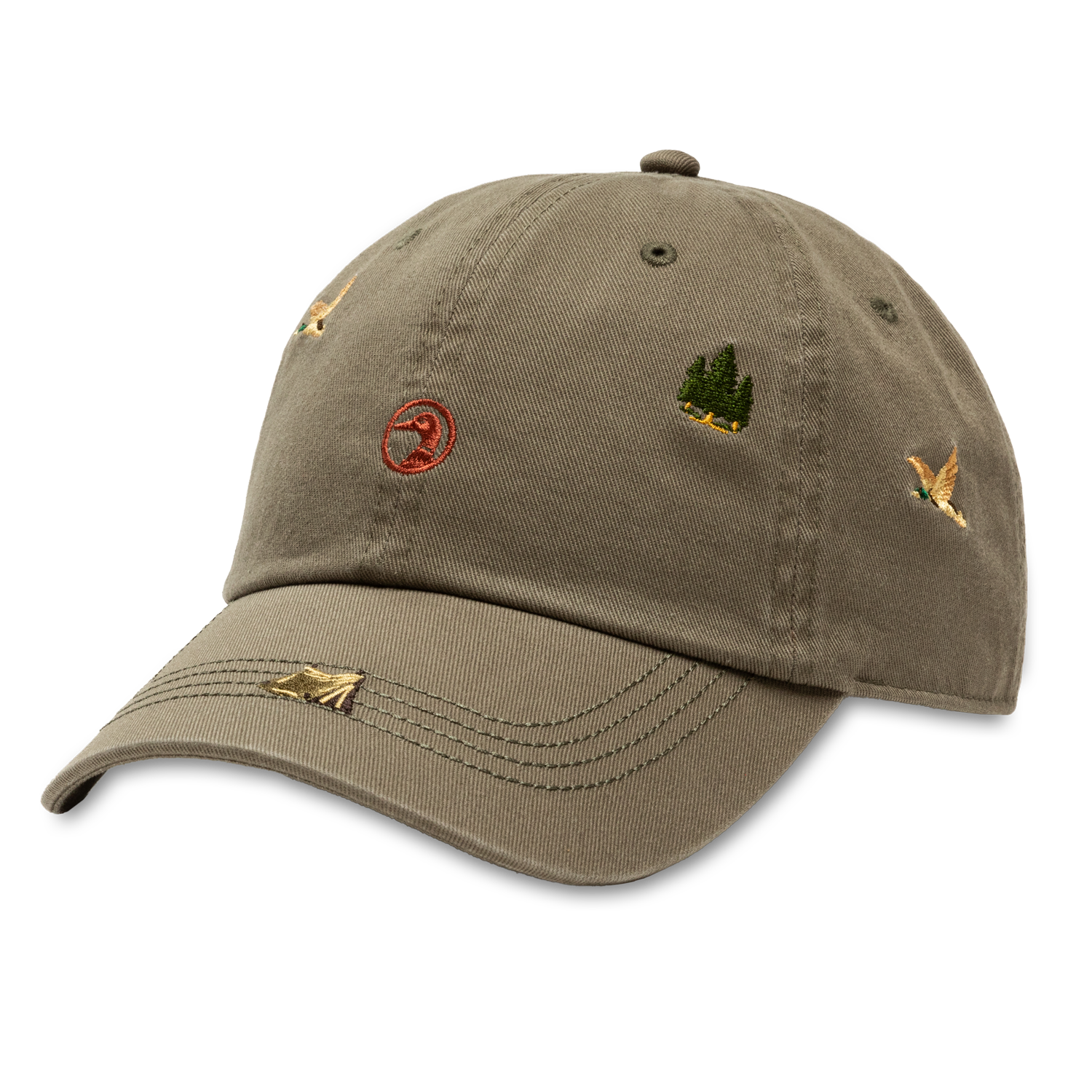 All Over Embroidery Twill Hat - Embroidered Olive