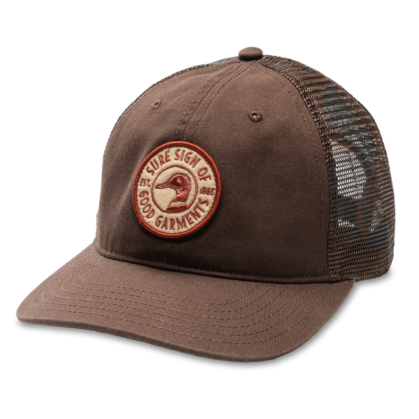 Trucker Hat With Camo Mesh - Dark Brown
