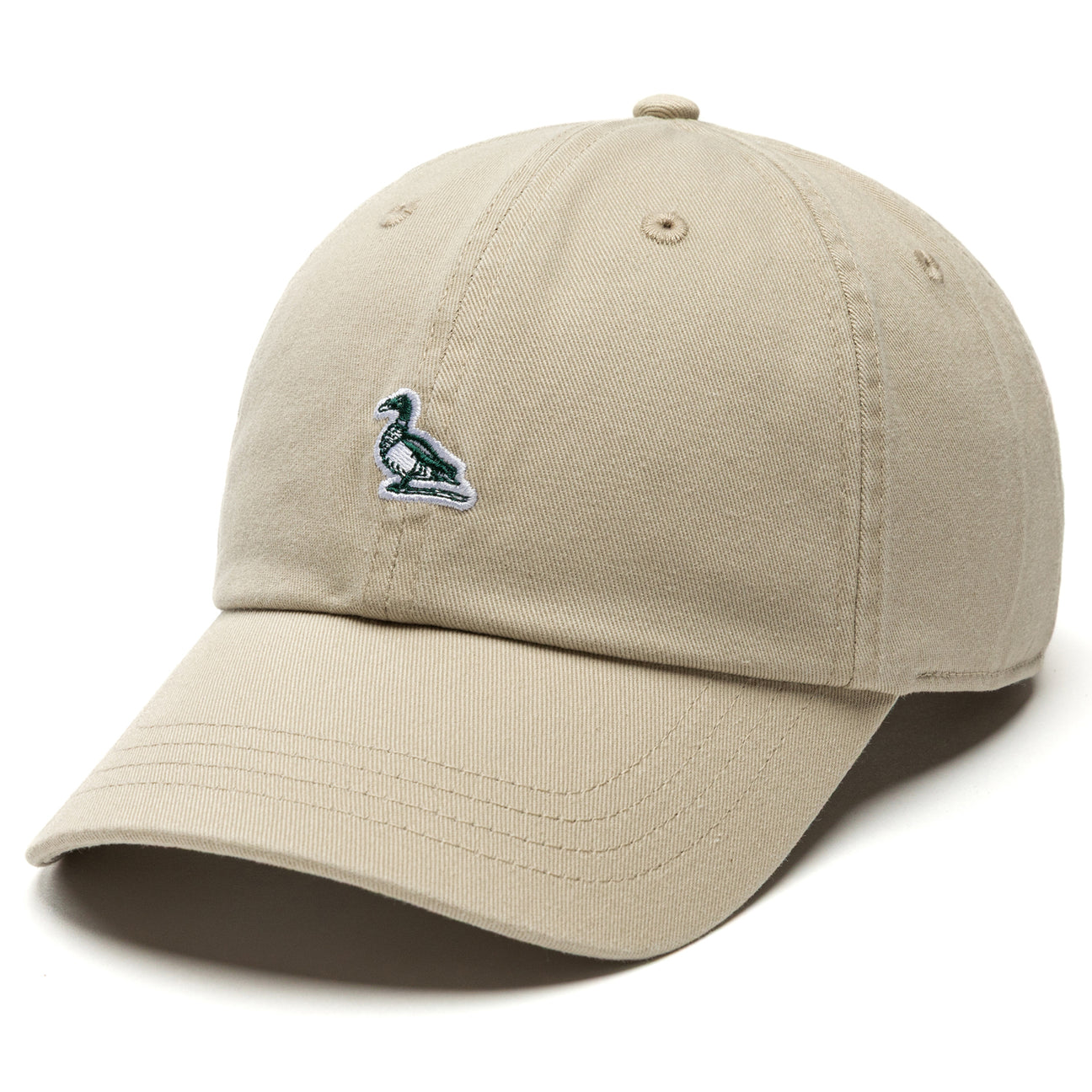 Embroidered Mallard Cotton Twill Hat - Khaki