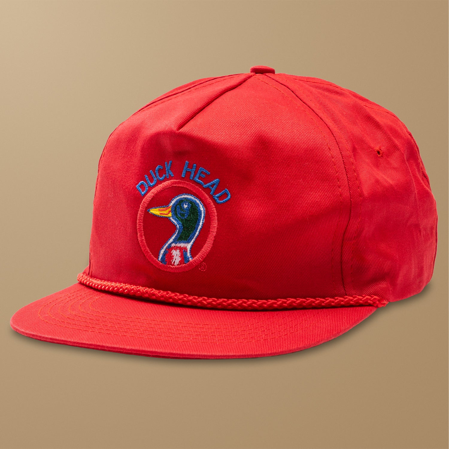 Red 5-Panel Unstructured Rope Hat