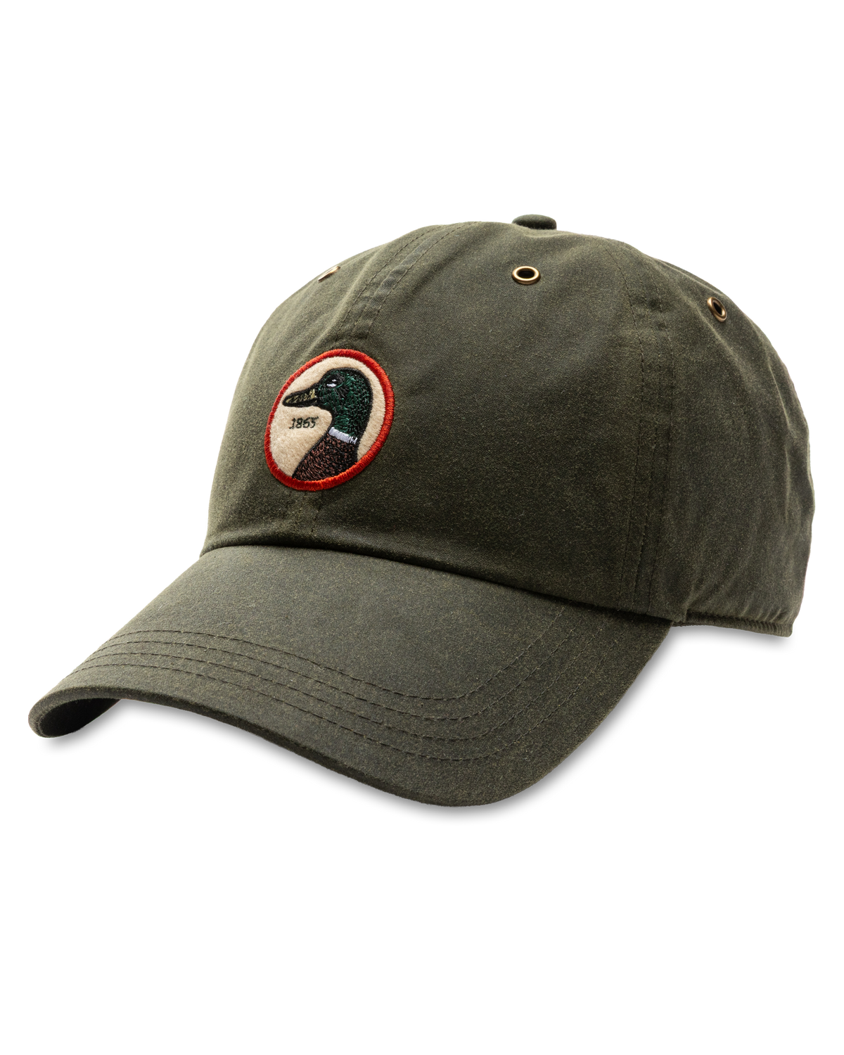 Circle Patch Waxed Cotton Hat - Dark Olive