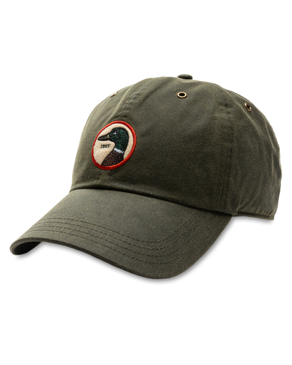 Circle Patch Waxed Cotton Hat - Dark Olive
