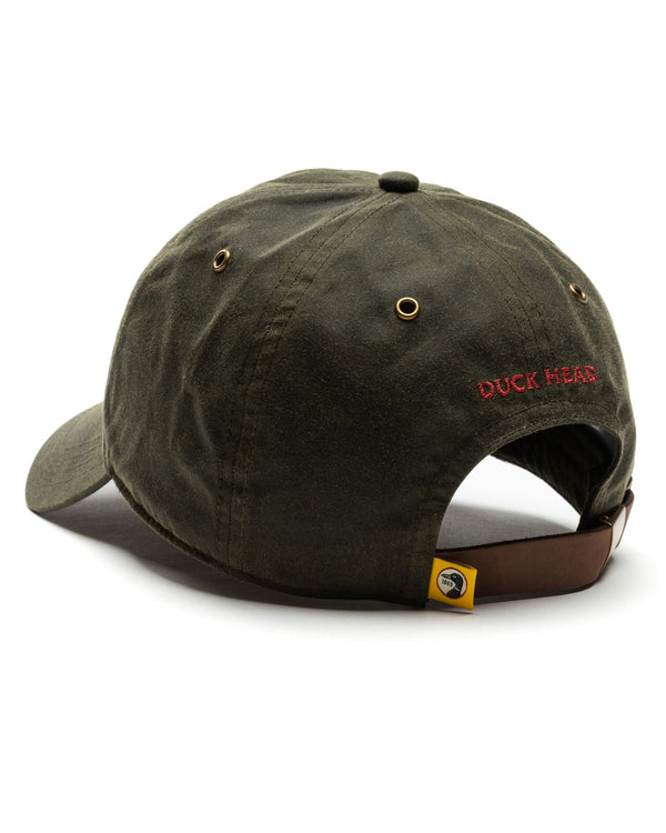 Circle Patch Waxed Cotton Hat - Dark Olive