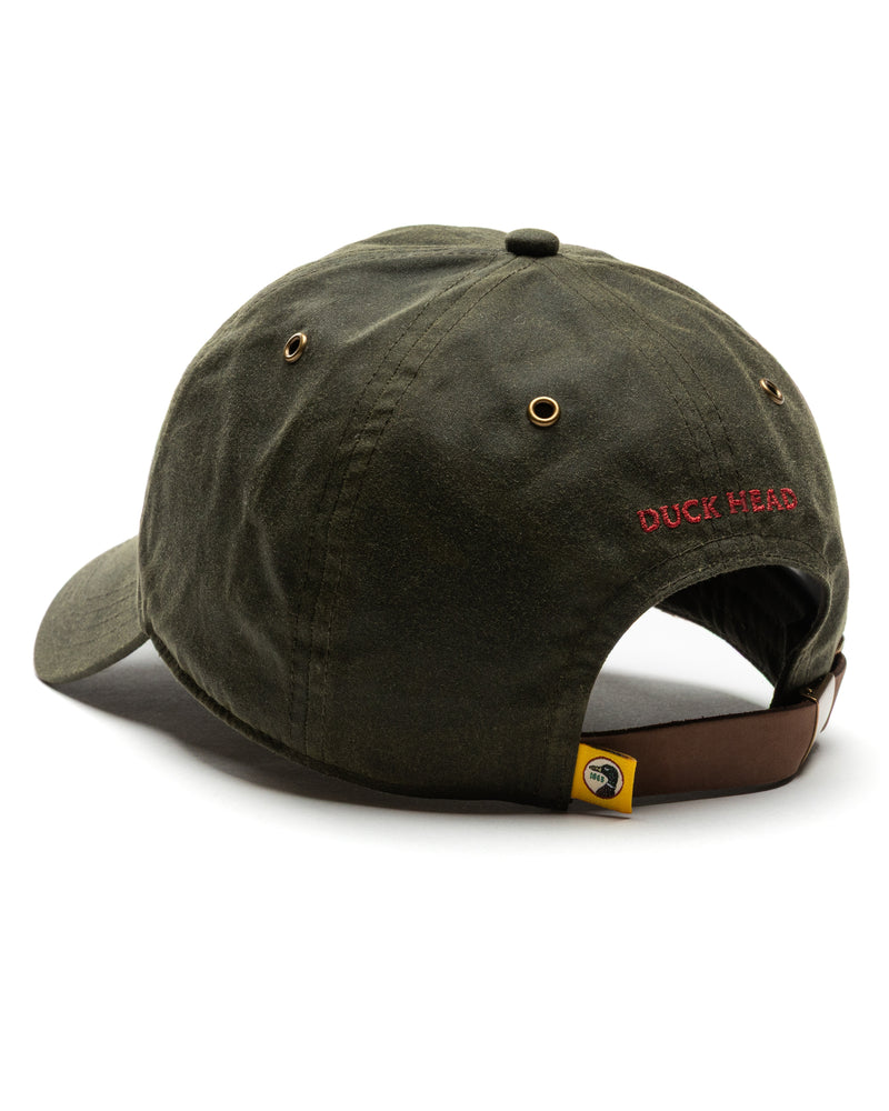 Circle Patch Waxed Cotton Hat - Dark Olive