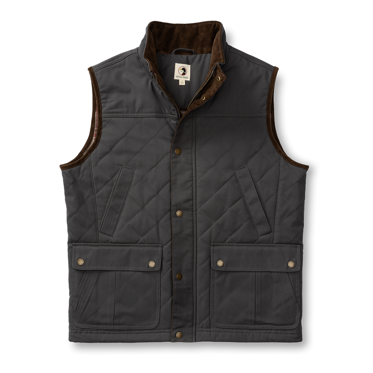 Waxed Duck Canvas Quilted Vest - Magnet Grey