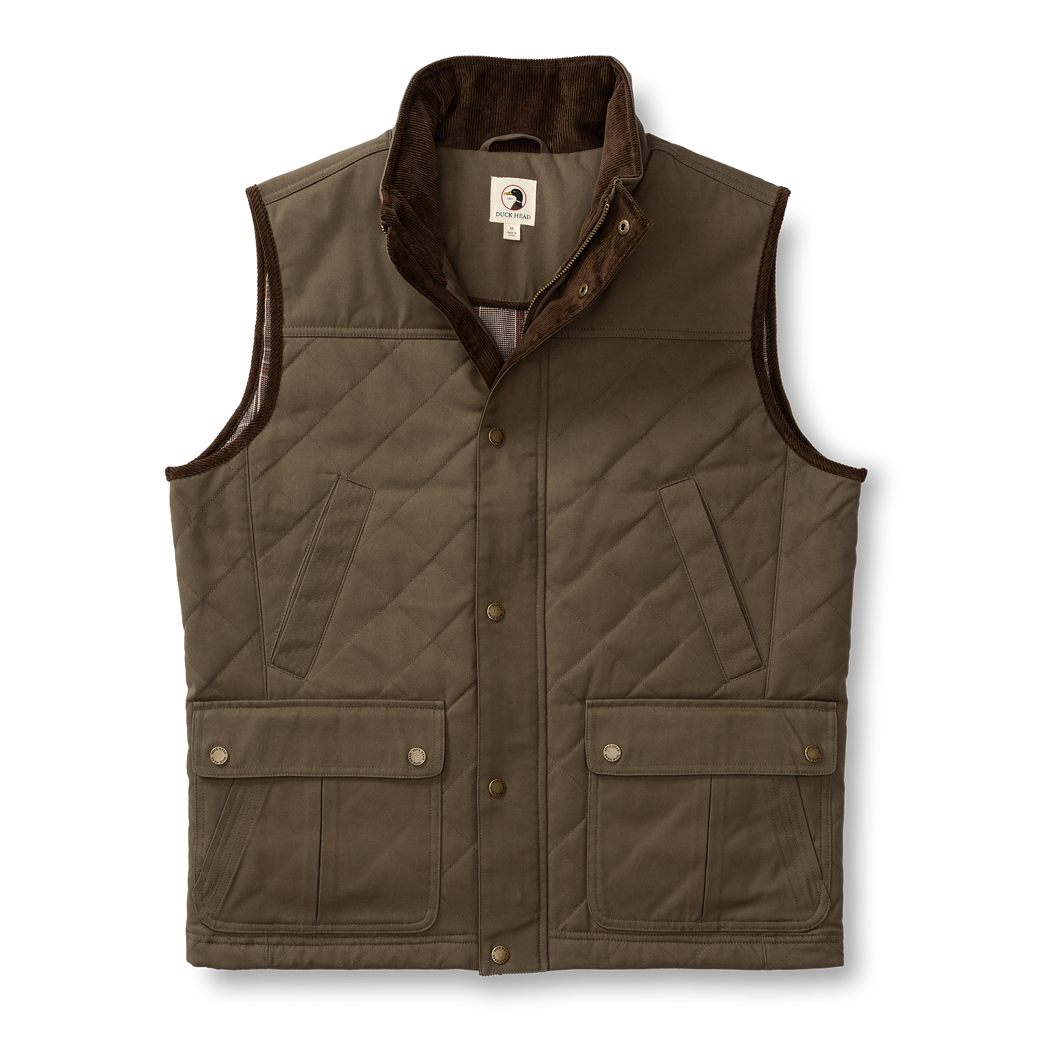 Waxed Duck Canvas Quilted Vest - Crocodile Brown