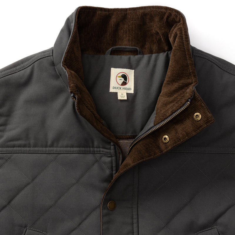 Waxed Duck Canvas Quilted Vest - Magnet Grey