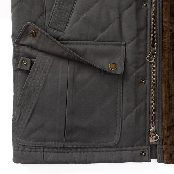 Waxed Duck Canvas Quilted Vest - Magnet Grey