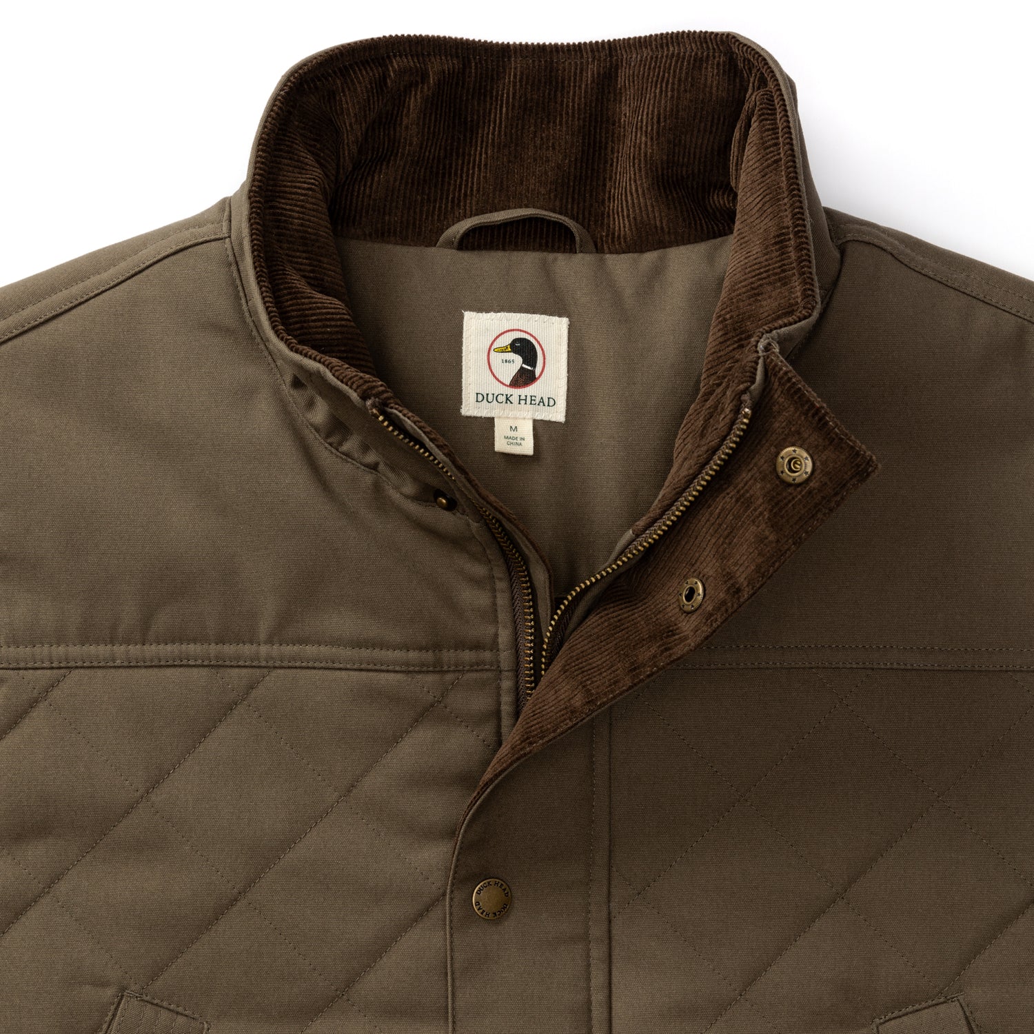 Waxed Duck Canvas Quilted Vest - Crocodile Brown