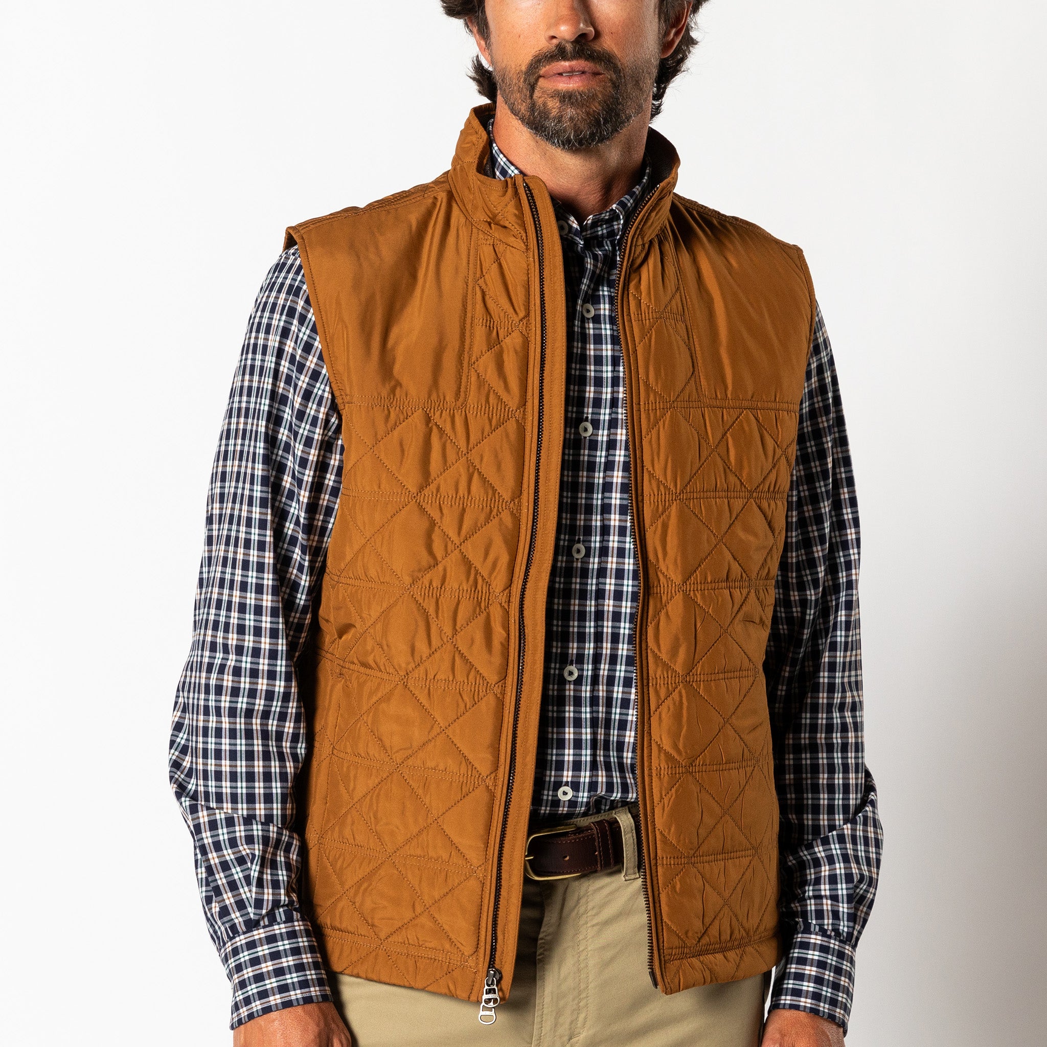 SUNSEA　23AW Mix-up Derby Blouson Fremont Sport Performance Quilted Vest - Dark Amber