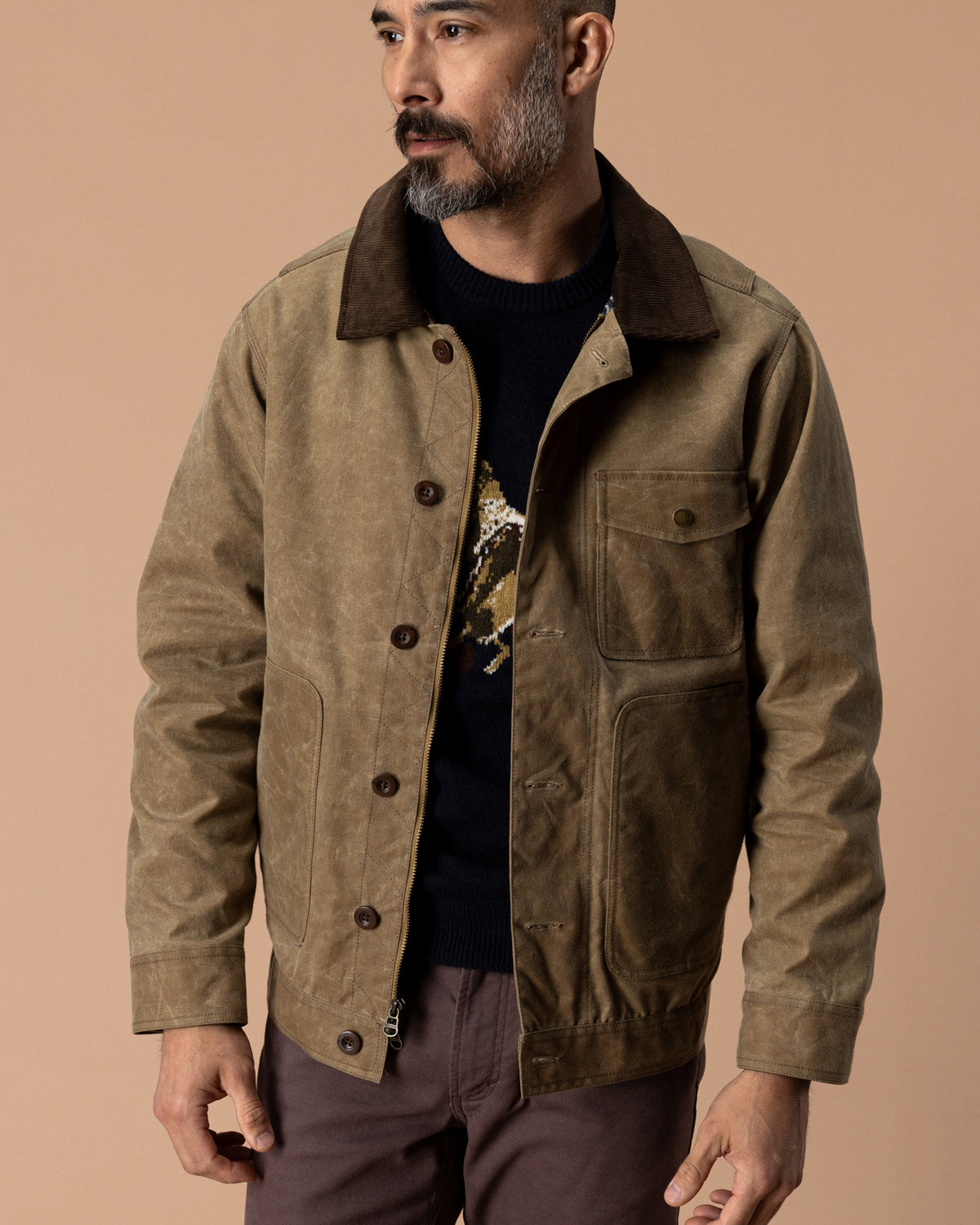 Waxed Duck Canvas Rancher Jacket - Umber Brown