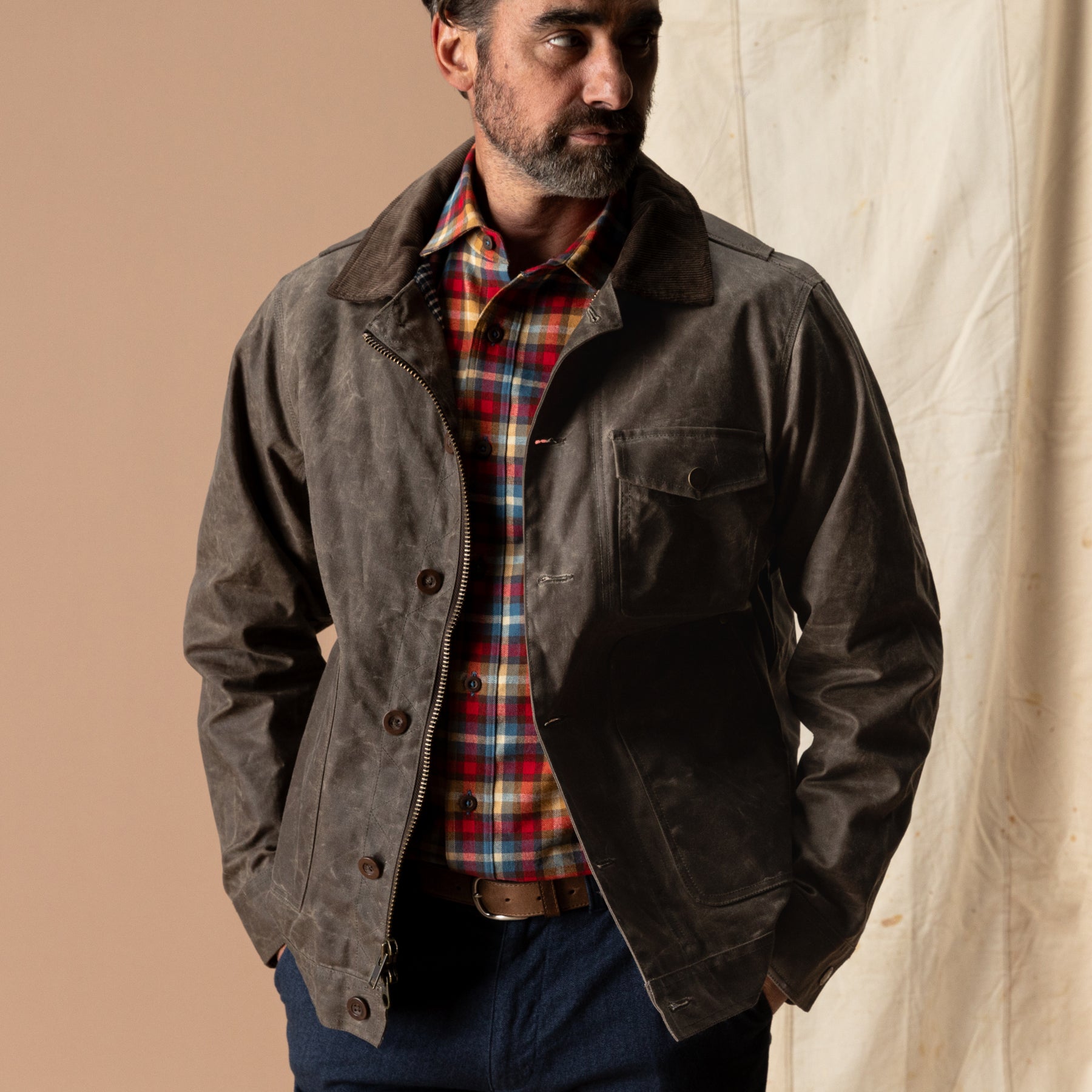 Waxed Duck Canvas Rancher Jacket - Dark Oak