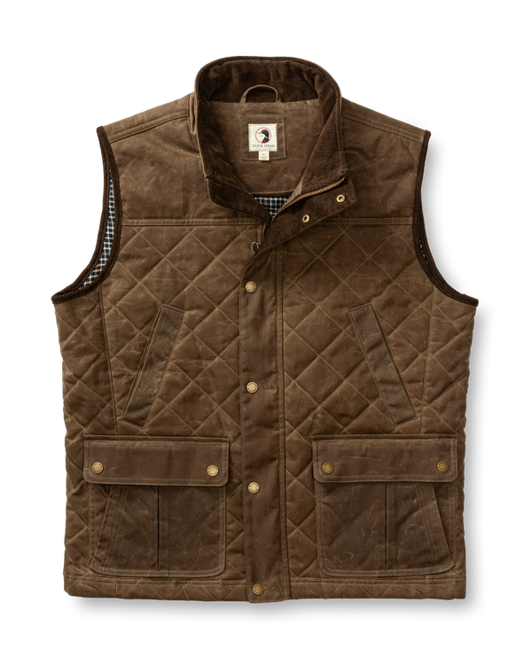 Waxed Duck Canvas Quilted Vest - Dark Oak