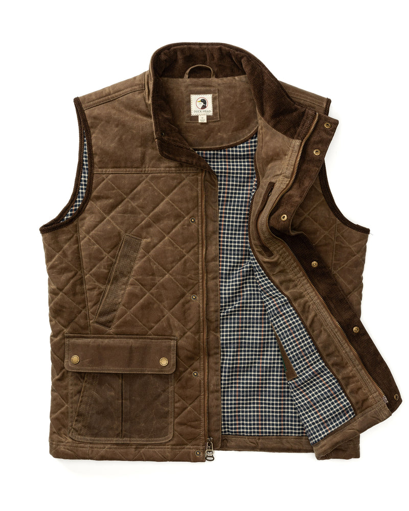 Waxed Duck Canvas Quilted Vest - Dark Oak
