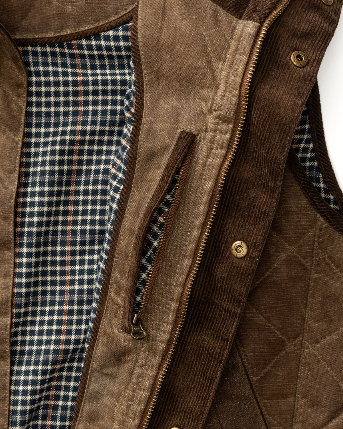 Waxed Duck Canvas Quilted Vest - Dark Oak