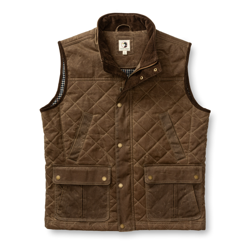 Waxed Duck Canvas Quilted Vest - Dark Oak