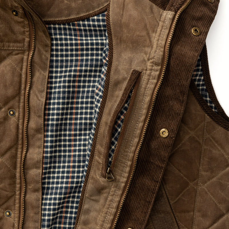 Waxed Duck Canvas Quilted Vest - Dark Oak