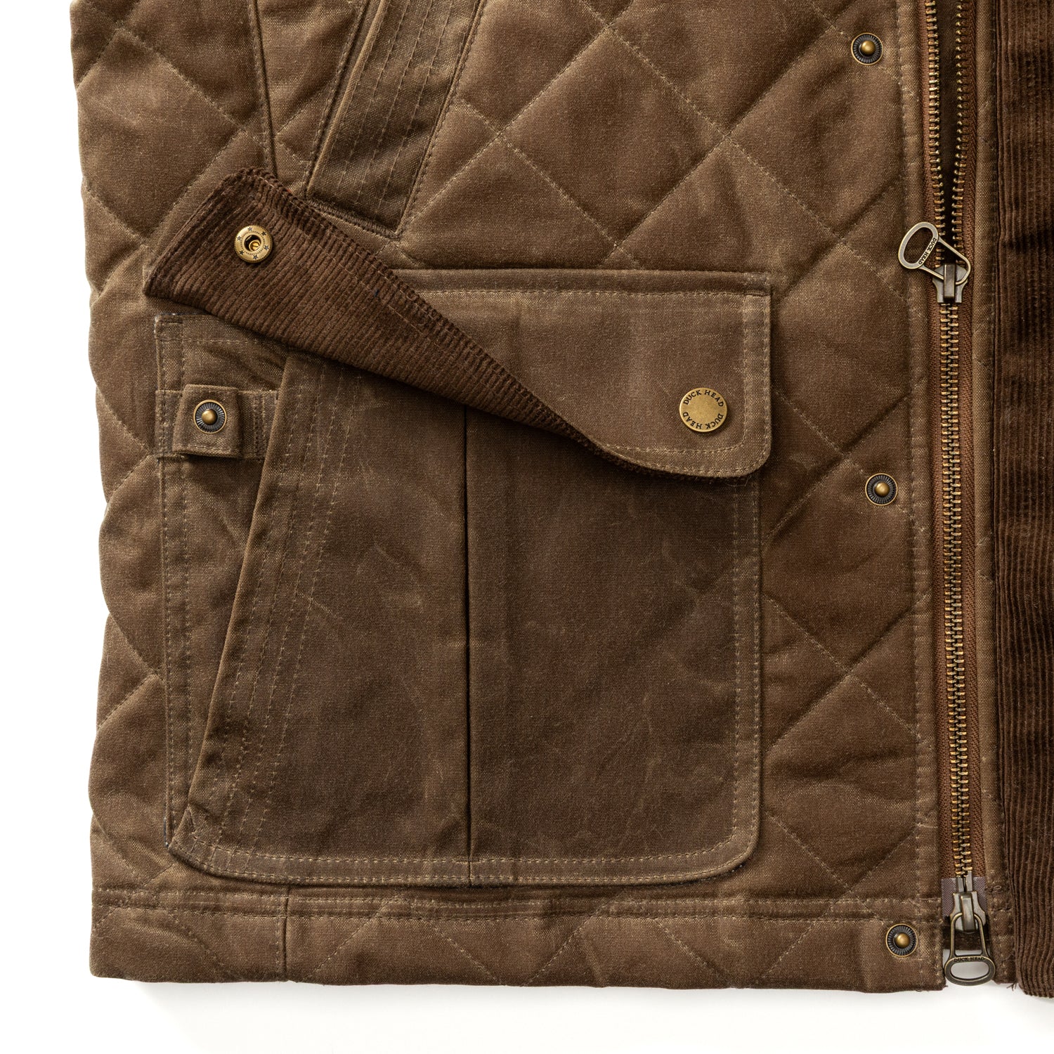 Waxed Duck Canvas Quilted Vest - Dark Oak