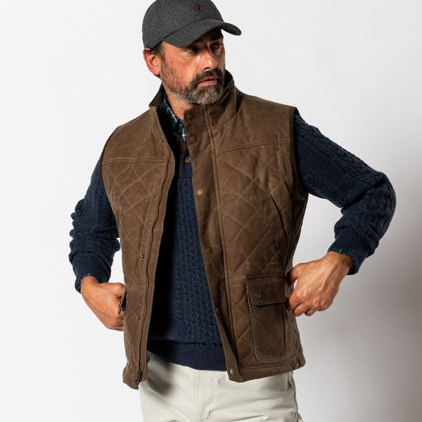 Waxed Duck Canvas Quilted Vest - Dark Oak