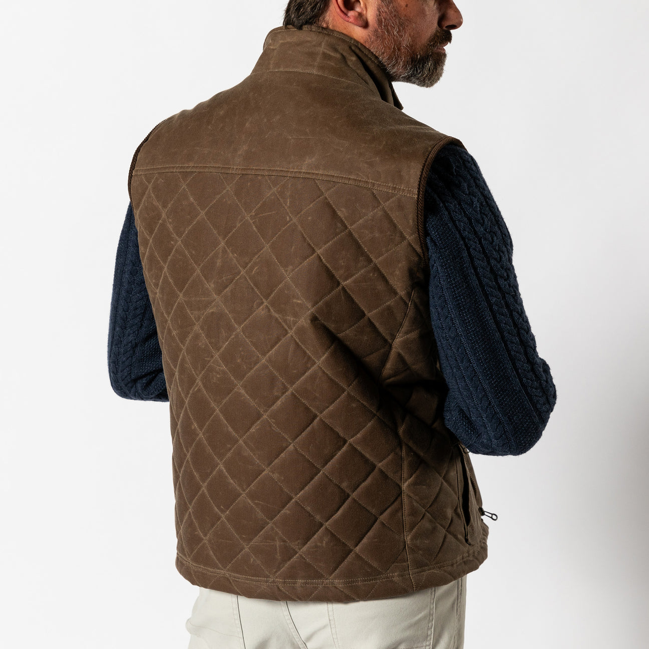 Waxed Duck Canvas Quilted Vest - Dark Oak