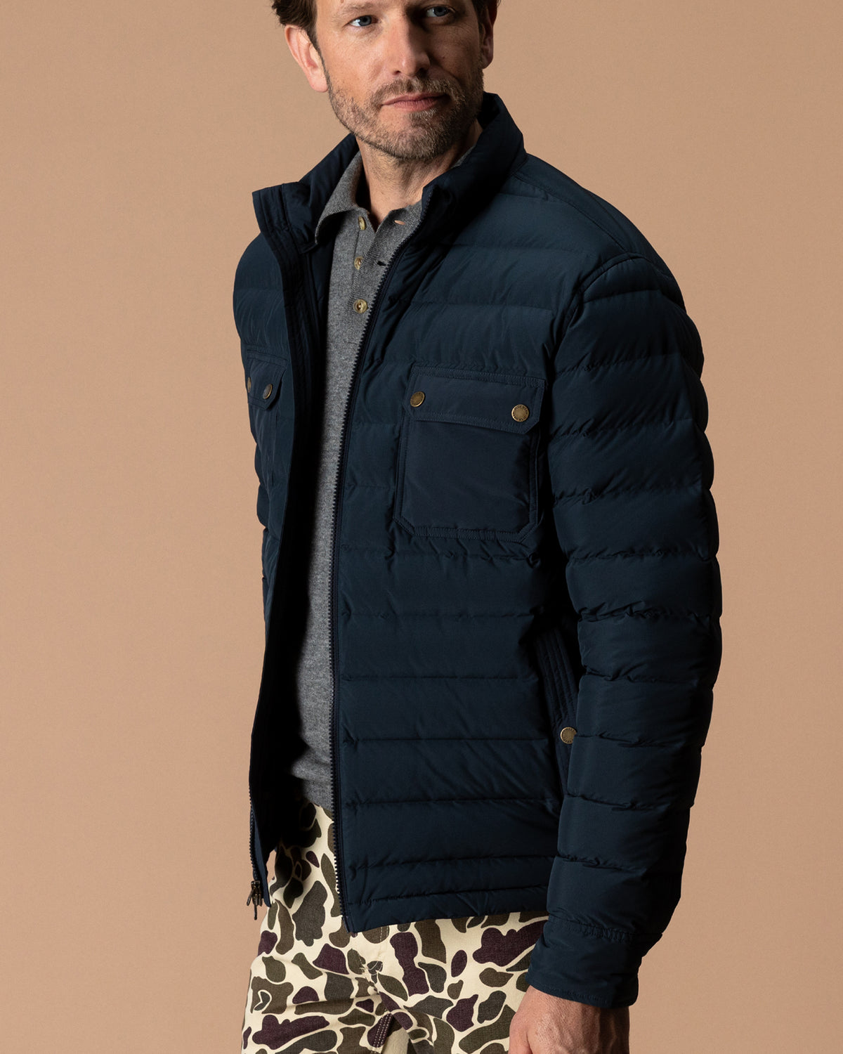 Atherton Down Quilted Jacket - Carbon Navy