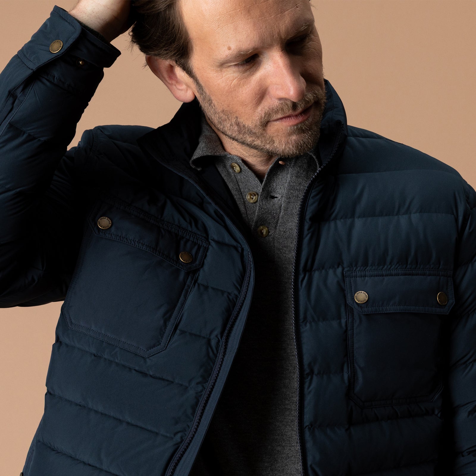 Atherton Down Quilted Jacket - Carbon Navy