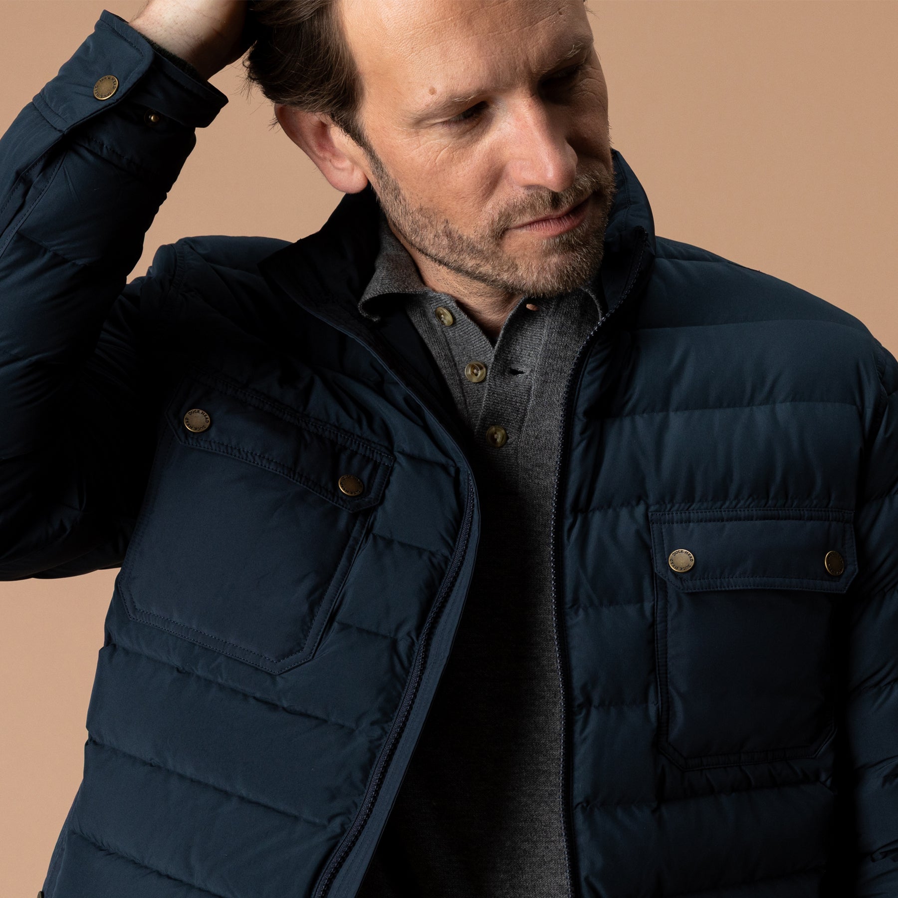 Atherton Down Quilted Jacket - Carbon Navy