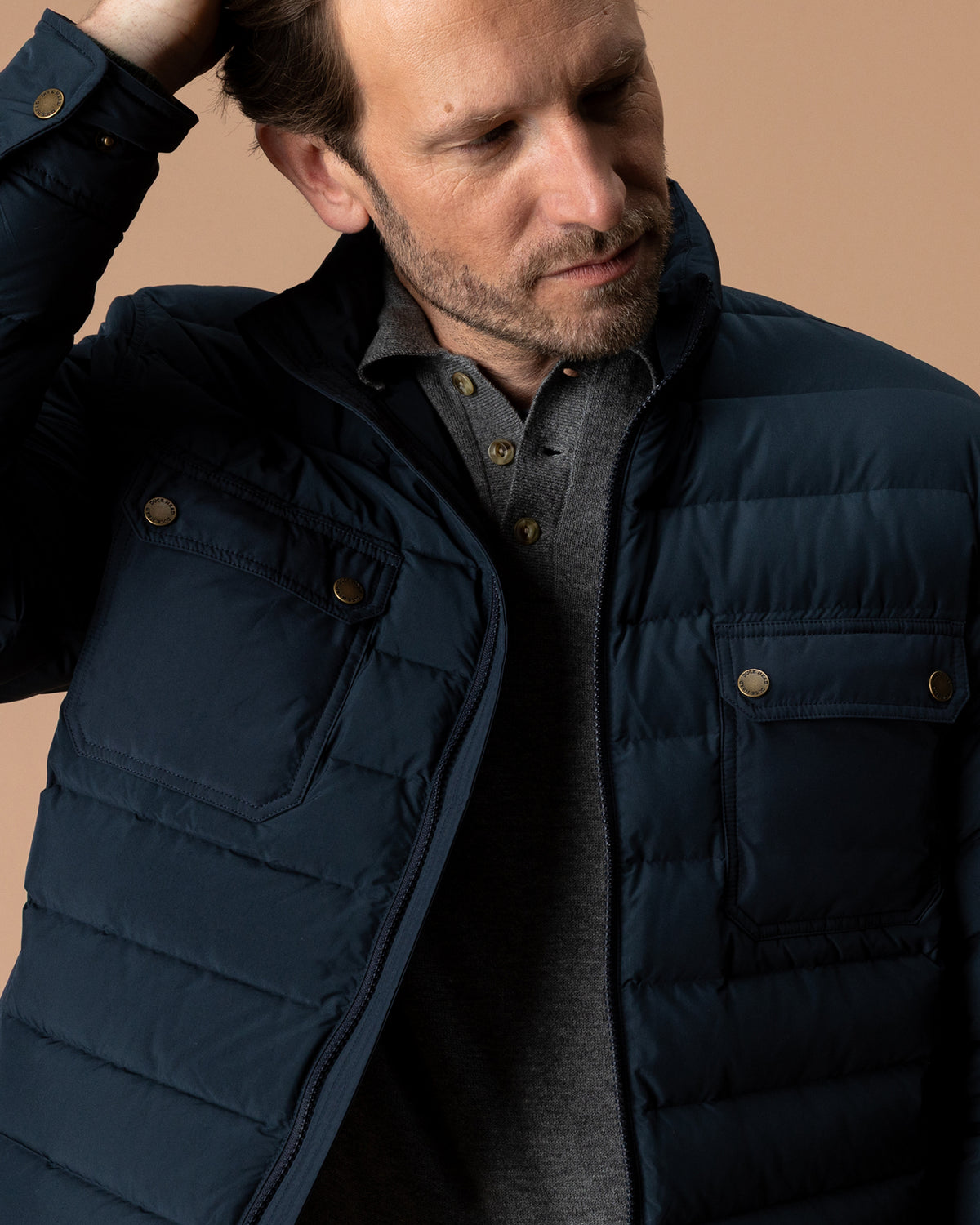 Atherton Down Quilted Jacket - Carbon Navy