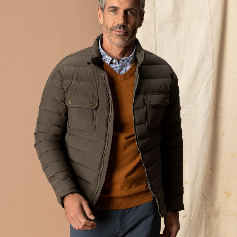 Atherton Down Quilted Jacket - Crocodile Brown