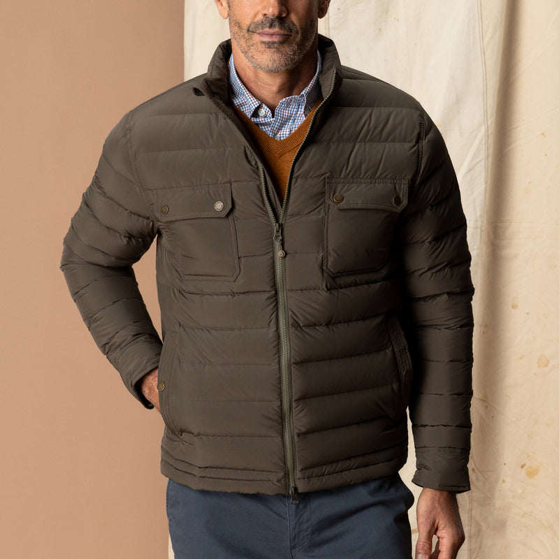 Atherton Down Quilted Jacket - Crocodile Brown