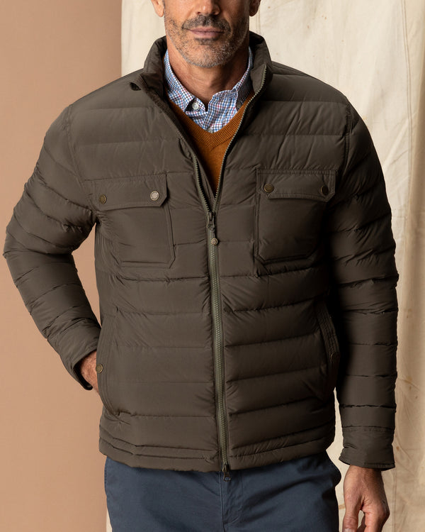 Atherton Down Quilted Jacket - Crocodile Brown