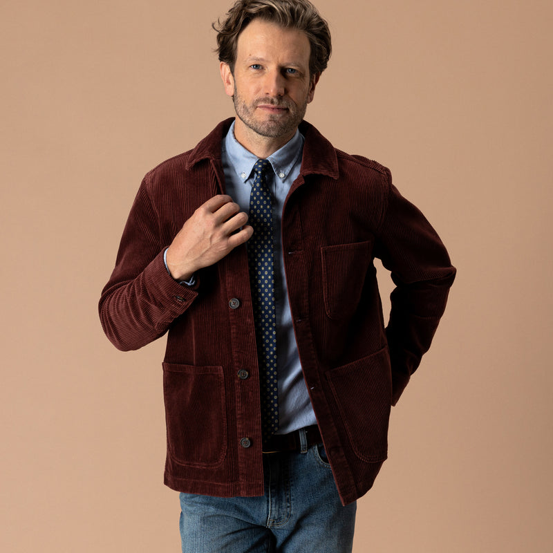 Corduroy Chore Coat - Burgundy Brown