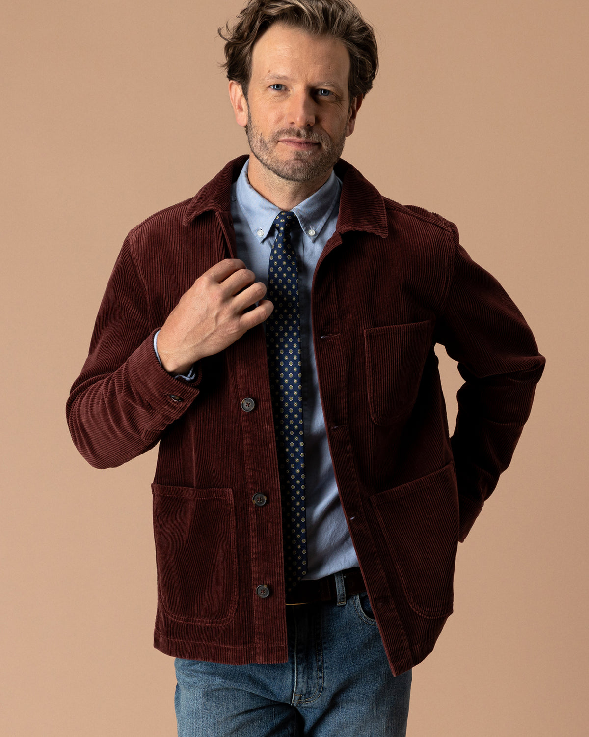Corduroy Chore Coat - Burgundy Brown