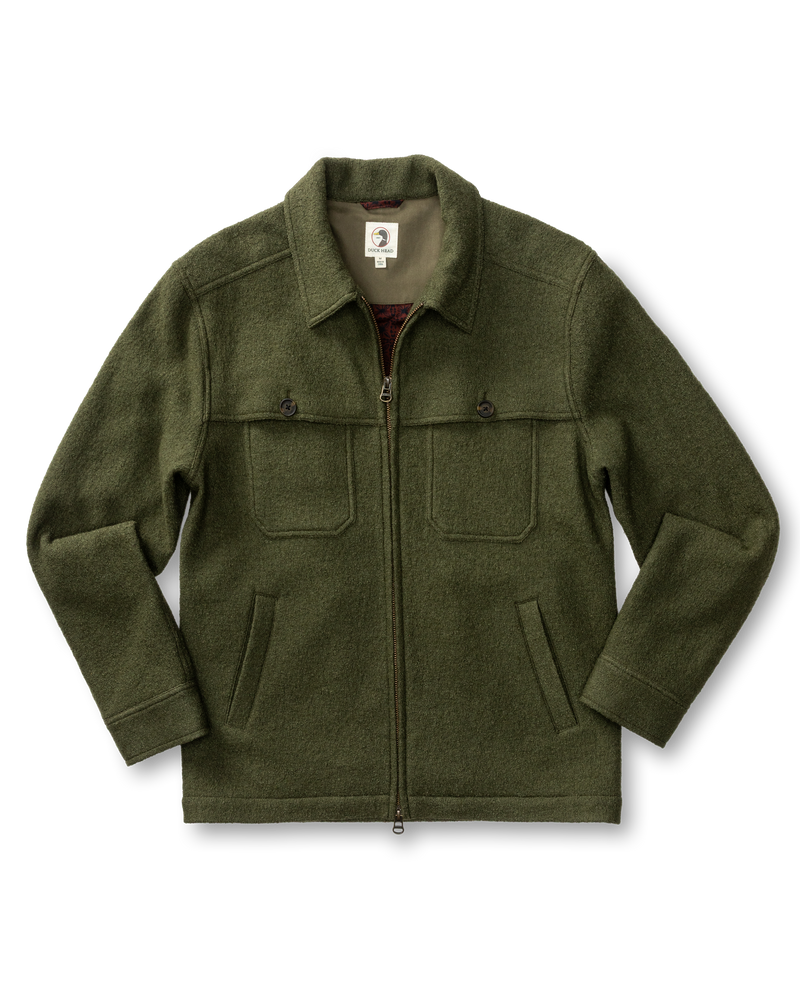 Boiled Wool Jacket - Dark Forest Green