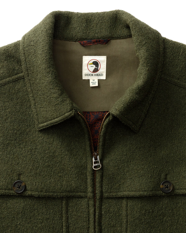 Boiled Wool Jacket - Dark Forest Green