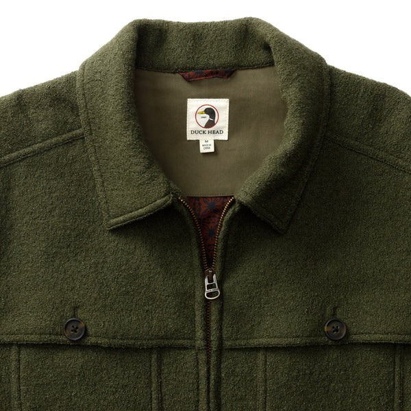 Boiled Wool Jacket - Dark Forest Green