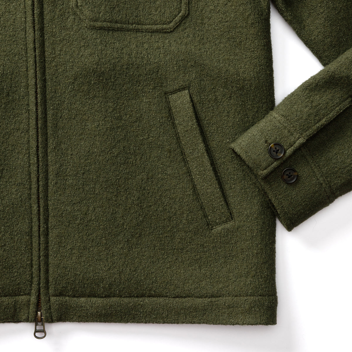 Boiled Wool Jacket - Dark Forest Green