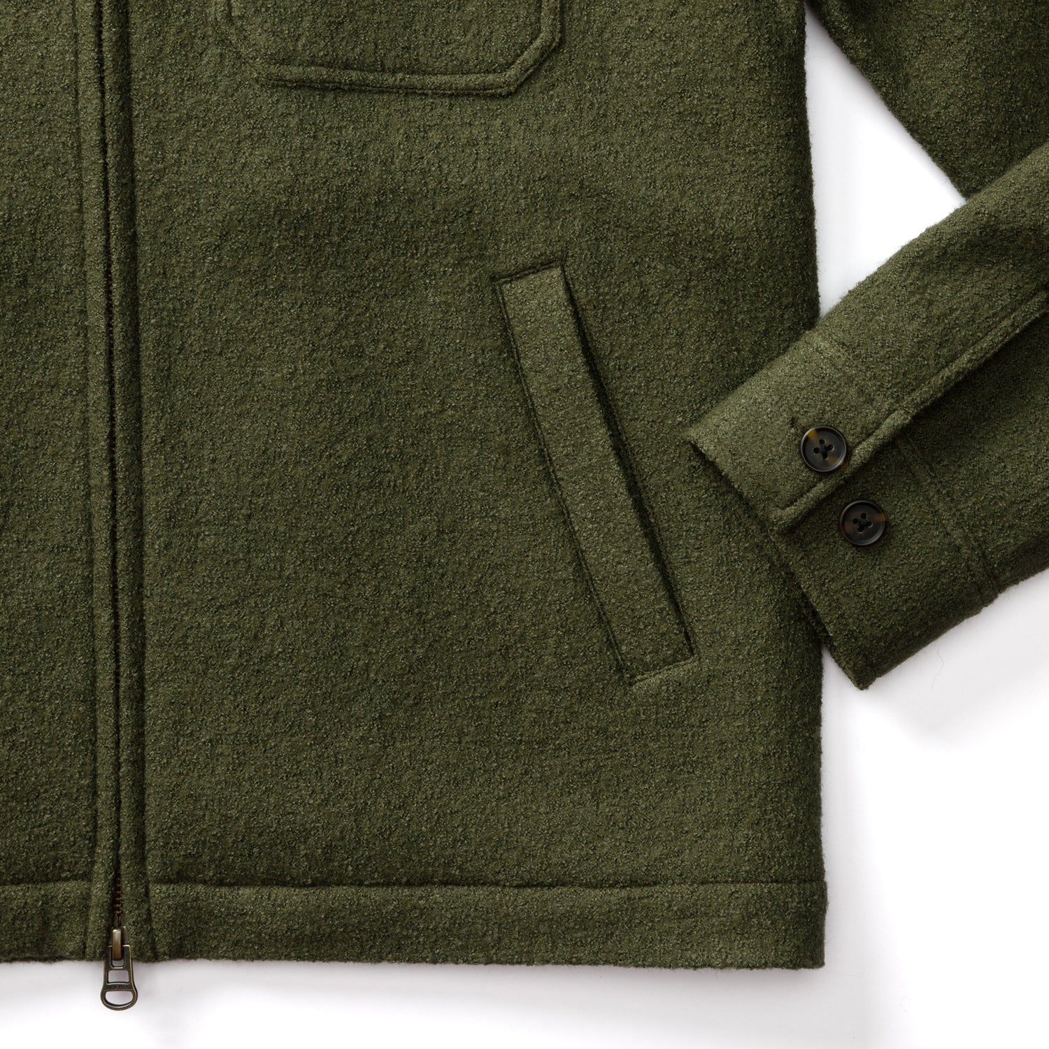 Boiled Wool Jacket - Dark Forest Green