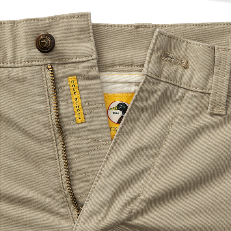 9" Gold School Chino Short - Khaki Gold Patch