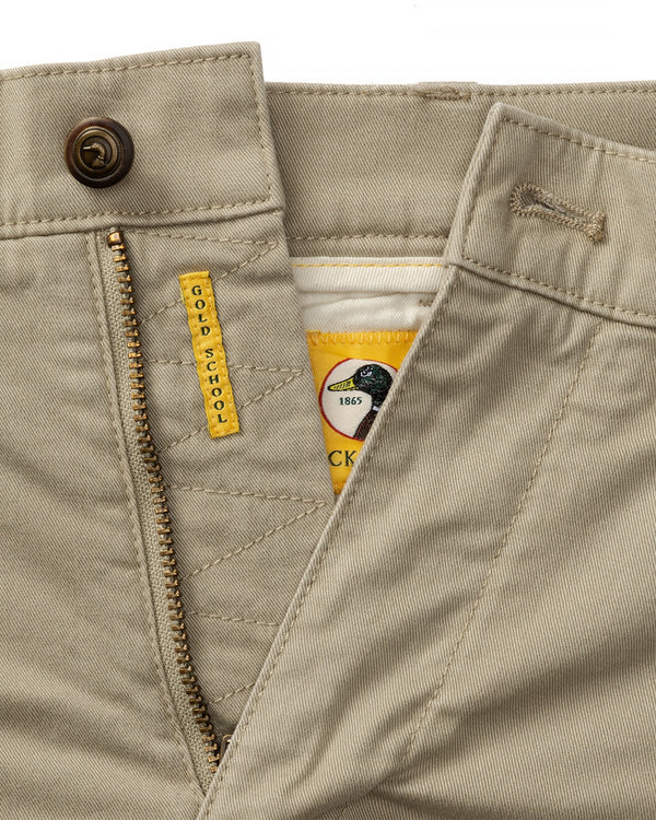 9" Gold School Chino Short - Khaki Gold Patch