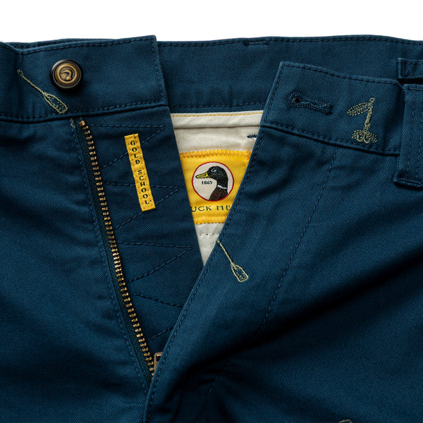 9" Gold School Chino Short - Emb Mallard Blue