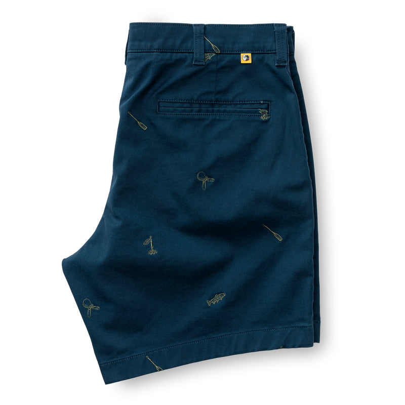 7" Gold School Chino Short - Emb Mallard Blue