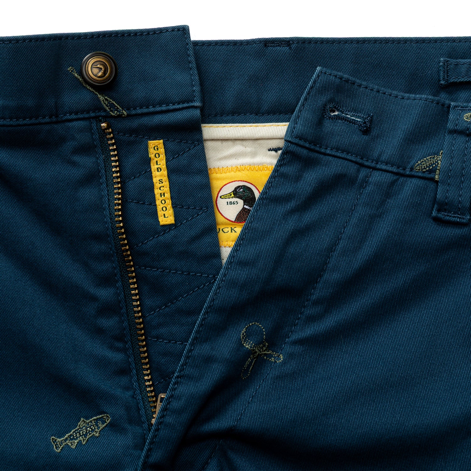 7" Gold School Chino Short - Emb Mallard Blue